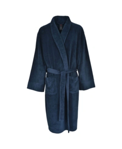 Hanes Platinum Hanes Men's Big And Tall Soft Touch Robe In Navy