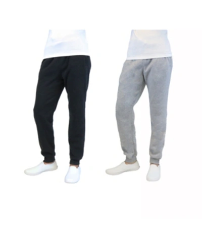 Galaxy By Harvic Men's 2-packs Slim-fit Fleece Jogger Sweatpants In Black,heather Gray