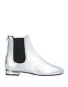 FERRAGAMO FERRAGAMO WOMAN ANKLE BOOTS SILVER SIZE 7 CALFSKIN