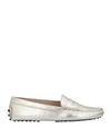 TOD'S TOD'S WOMAN LOAFERS PLATINUM SIZE 8 SOFT LEATHER,11966085NS 8