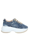 Shop Hogan Woman Sneakers Blue Size 8 Textile Fibers