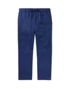 Frescobol Carioca Oscar Straight-leg Linen And Cotton-blend Drawstring Trousers In Dark Blue
