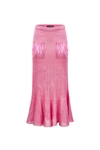 ANDREEVA PINK KNIT SKIRT WITH FEATHER DETAILS ON THE POCKET BY