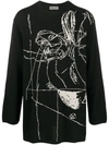 YOHJI YAMAMOTO BUG PRINT CREW NECK JUMPER