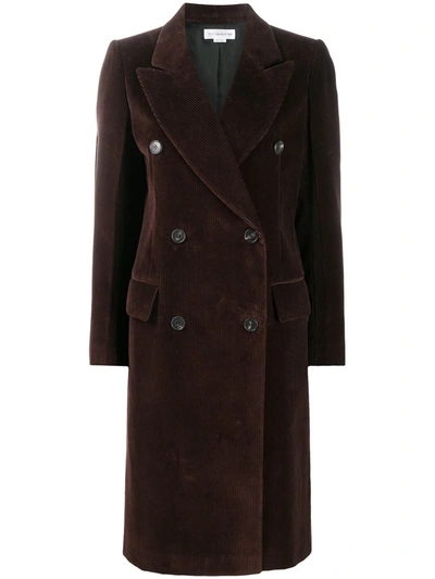 Victoria Beckham Corduroy Coat In Brown