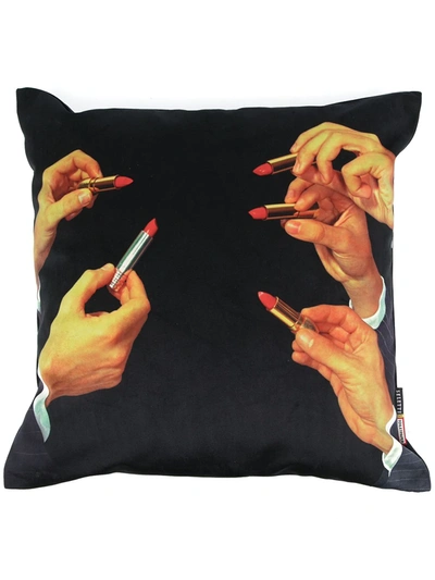 Seletti X Toiletpaper Lipstick Cushion In Black