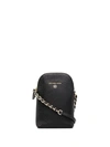 Michael Kors Leather Shoulder Bag With Chain-link Strap In Black