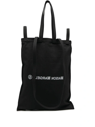 Mm6 Maison Margiela Logo Print Tote Bag In Black