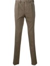 Dell'oglio Inverted Pleat Wool Trousers In Brown