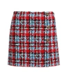 VERSACE Check Print Tweed Mini Skirt