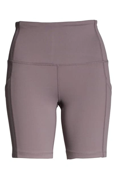 Zella Live In High Waist Pocket Bike Shorts In Grey Truffle
