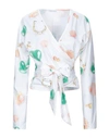 Saks Potts White Printed Jersey Wrap Top In White