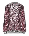 Dolce & Gabbana Pink Dg Queen Sequin Pullover Sweater In Pink