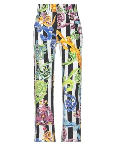 Versace Jeans Couture All Over Printed Cotton Denim Jeans In White