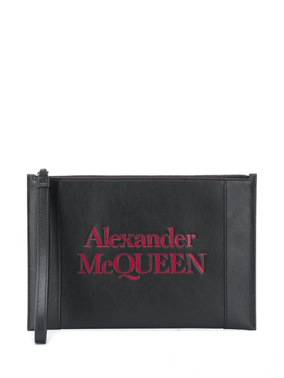 Alexander Mcqueen Signature Leather Pouch In Black