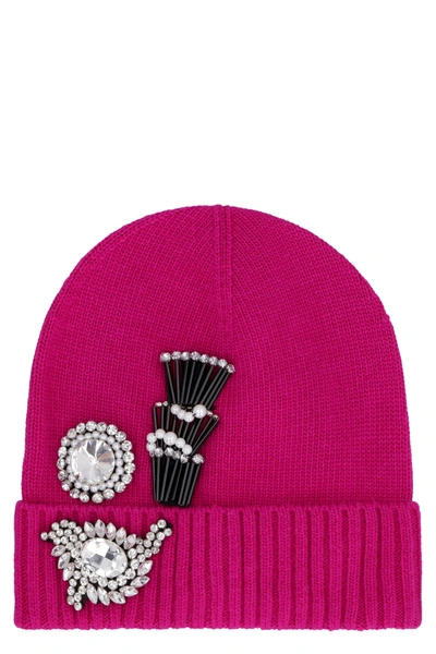 Pinko Secco Knitted Beanie In Fuchsia