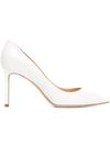 Jimmy Choo Romy 85 Patent Leather Pumps In White