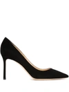 Jimmy Choo Romy 85 Spitze Pumps Aus Schwarzem Leder Mit Eidechsen-print In Black