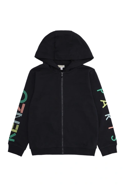 Kenzo Kids Paris Logo Zip Hoodie Black