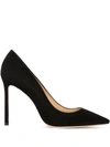 Jimmy Choo Womens Black Romy 100 Suede Courts 4.5 In Black