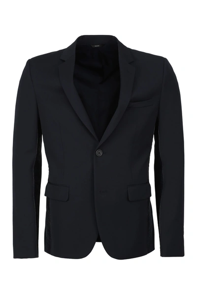 Fendi Faded Ff Virgin Wool & Silk Jacket In Black