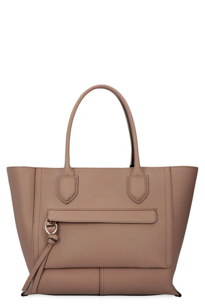 Longchamp Mailbox Large Leather Tote In Brown