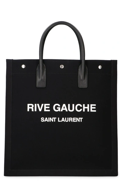 Saint Laurent Logo Detail Tote Bag In Black