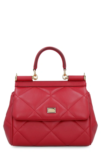 Dolce & Gabbana Sicily Quilted Leather Handbag In Red