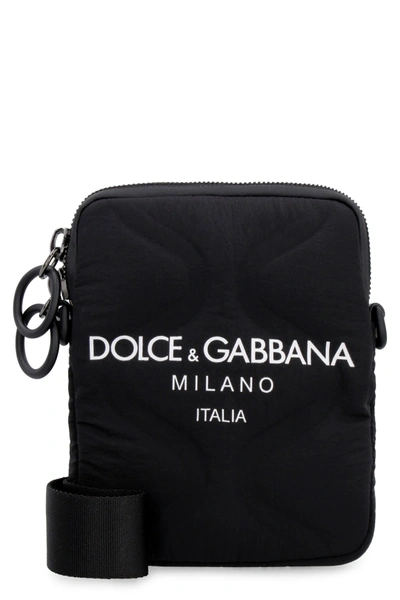 Dolce & Gabbana Leather And Nylon Messenger Bag In Black