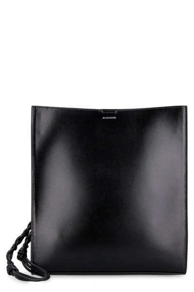 Jil Sander Tangle Leather Crossbody Bag In Black