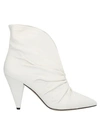 Isabel Marant Lasteen Ruched Leather Ankle Boots In White
