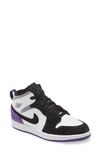 Jordan Nike  Air  1 Mid Se Basketball Shoe In White/ Purple/ Black/ Grey