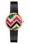 MISSONI M1 JOYFUL CHEVRON DIAL LEATHER STRAP WATCH, 34MM,MWY200620