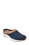 Easy Spirit Travelport 19 Womens Leather Trim Slip On Mules In Navy Suede