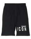 DSQUARED2 DSQUARED2 MAN SHORTS & BERMUDA SHORTS BLACK SIZE XL COTTON, ELASTANE,13522440CR 7