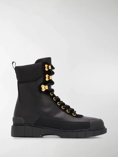 Car Shoe Lace-up Military Boots In Black
