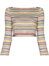 MISSONI METALLIC STRIPE PATTERN CROPPED TOP