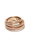 DE GRISOGONO 18KT ROSE GOLD LAYERED DIAMOND RING