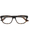 Gucci Logo Plaque Rectangular-frame Glasses In Brown