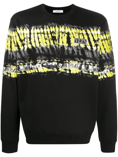 Valentino Tie-dye Panel Logo Patch Sweatshirt In Black