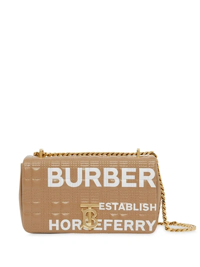Burberry Small Horseferry Print Quilted Lola Bag In Camel