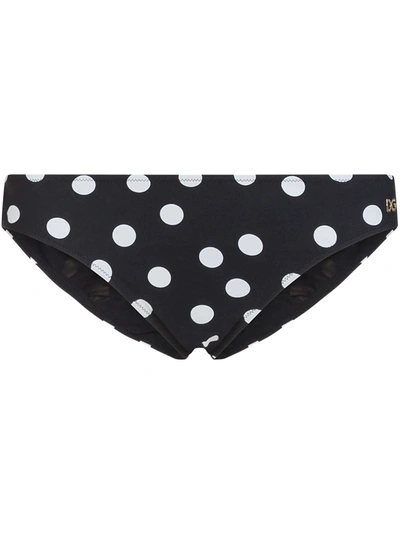 Dolce & Gabbana Polka-dot Bikini Bottoms In Black