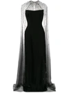 JENNY PACKHAM PEARLE EMBELLISHED CAPE GOWN