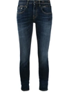 R13 CROPPED LOW-RISE SKINNY JEANS