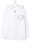 Dolce & Gabbana Floral Heart Print Zipped Hoodie In White