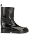 ANN DEMEULEMEESTER HIGH-SHINE ANKLE BOOTS