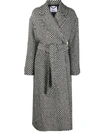 ERIKA CAVALLINI BELTED CHEVRON COAT