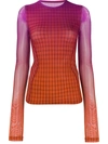 Fenty Xlong Sleeve Stretch Tulle T-shirt In Red