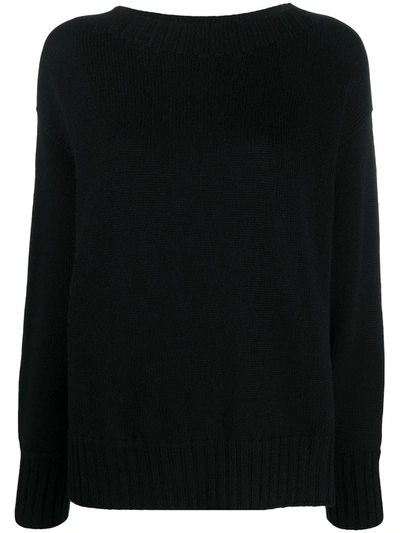 Drumohr Boat-neck Knitted Jumper In Black