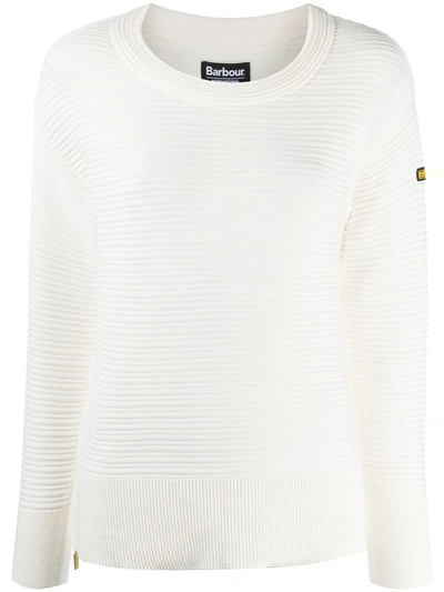 Barbour Ribbed-knit Crew-neck Jumper In White